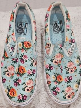 Vans Light Blue Floral Slip-On Shoes
